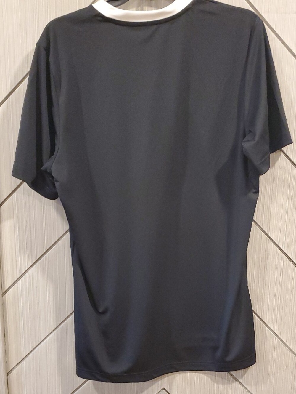 adidas Black Men's V-Neck Athletic Jersey with White Trim - Picture 2 of 2
